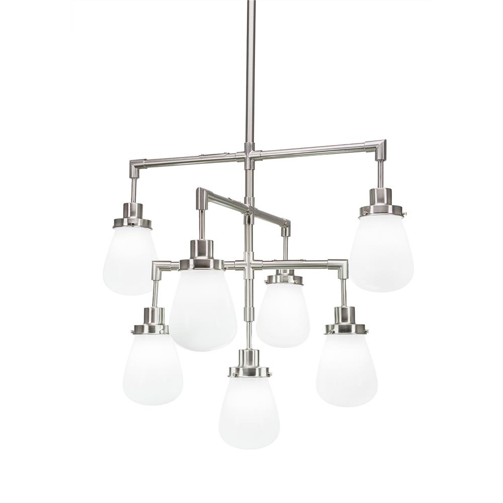 Toltec Lighting 1239-BN-470 Meridian 7 Light Chandelier Shown In Brushed Nickel Finish With 5” White Glass