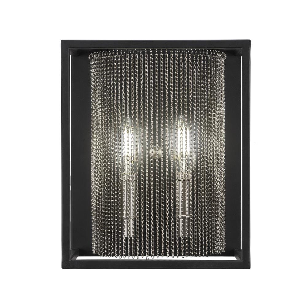 Toltec Lighting 1301-MBBN Cadina 2 Light Wall Sconce Shown In Matte Black & Brushed Nickel Finish