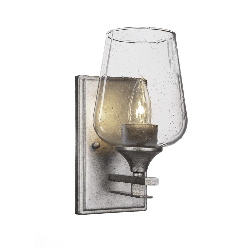 Toltec Lighting 131-AS-210 Uptowne 1 Light Wall Sconce Shown In Aged Silver Finish With 5" Clear Bubble Glass
