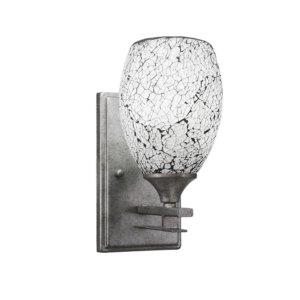 Toltec Lighting 131-AS-4165 Uptowne 1 Light Wall Sconce Shown In Aged Silver Finish With 5” Black Fusion Glass