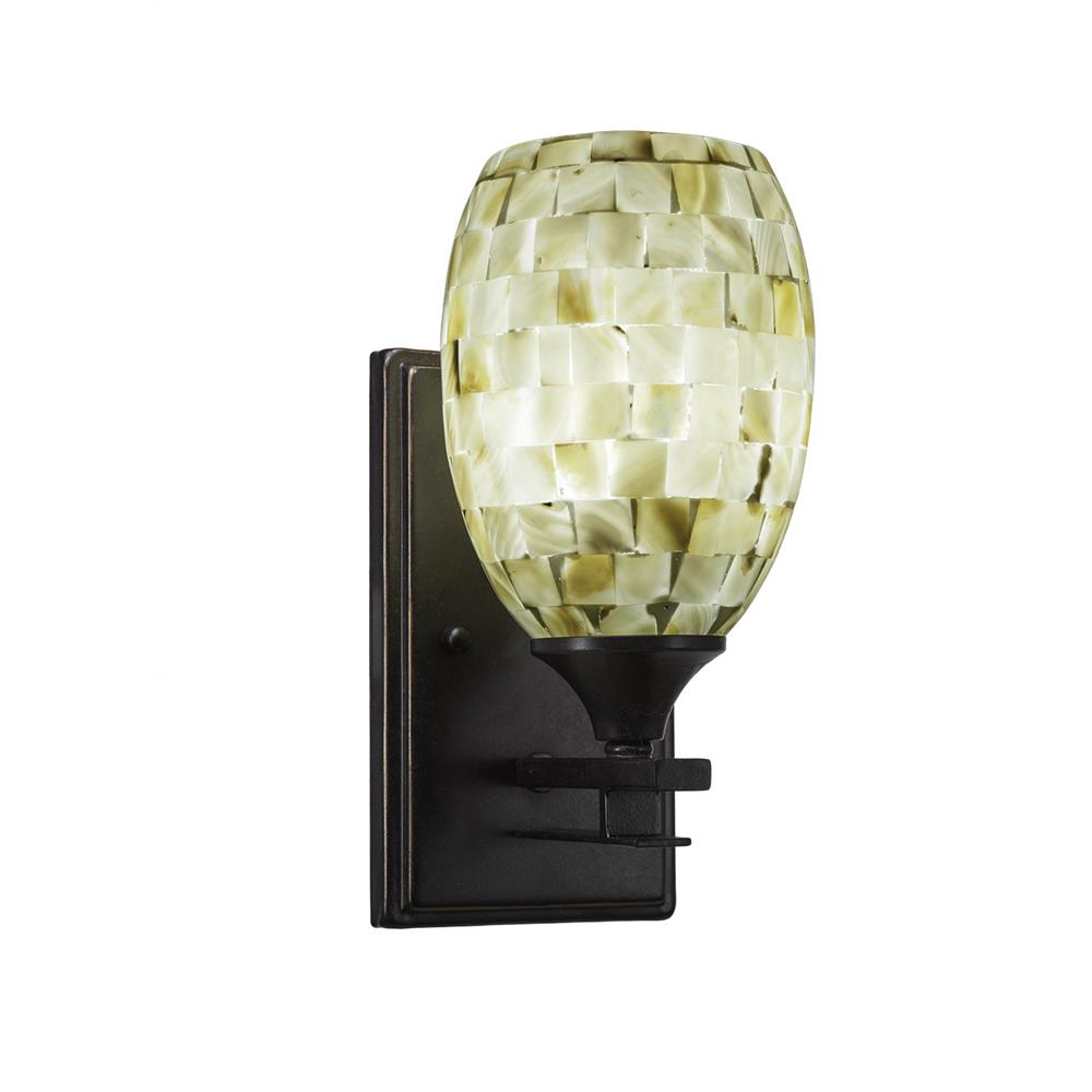 Toltec Lighting 131-DG-406 Uptowne 1 Light Wall Sconce Shown In Dark Granite Finish With 5” Ivory Glaze Seashell Glass