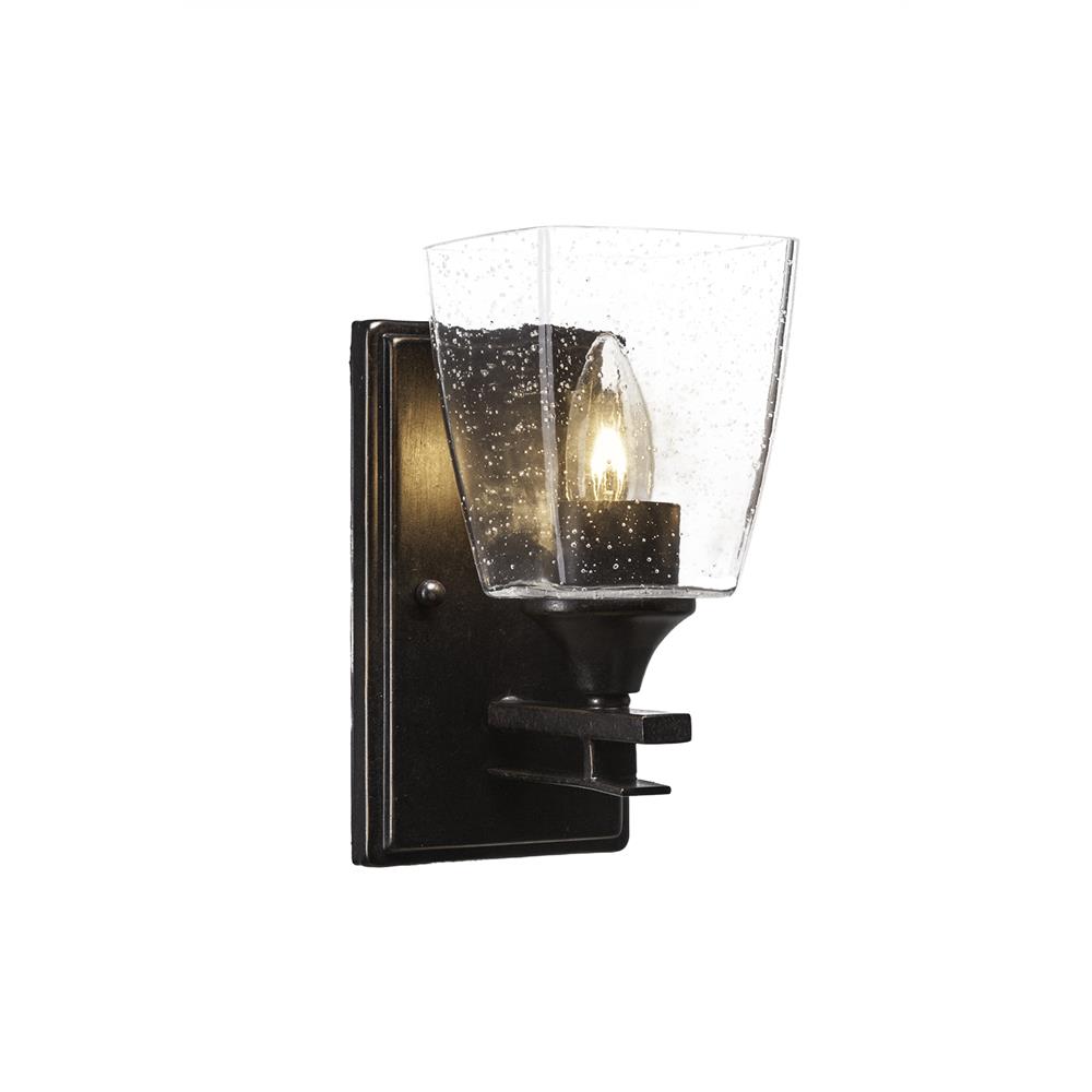 Toltec Lighting 131-DG-461 Uptowne 1 Light Wall Sconce Shown In Dark Granite Finish With 4.5” Clear Bubble Glass