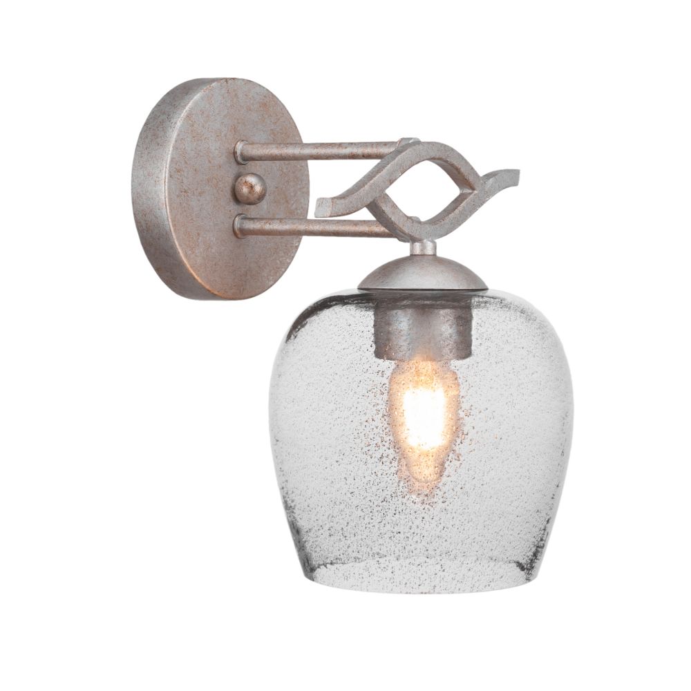 Toltec Lighting 141-AS-4812 Revo Wall Sconce Shown In Aged Silver Finish With 6" Smoke Bubble Glass