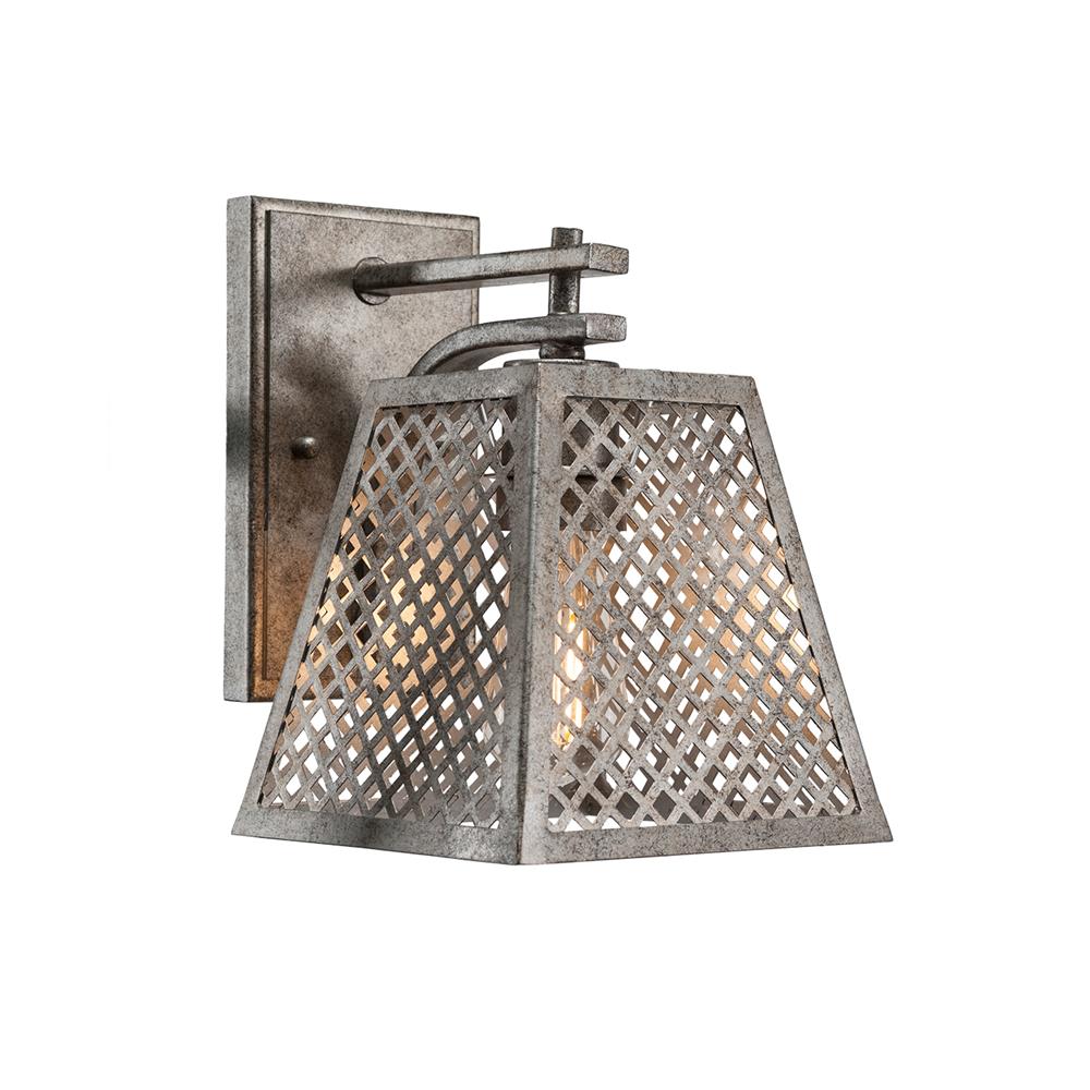 Toltec Lighting 1431-AS-LED18C Corbello 1 Light Wall Sconce Shown In Aged Silver Finish With 7” Aged Silver Metal Shades And Clear Antique LED Bulbs