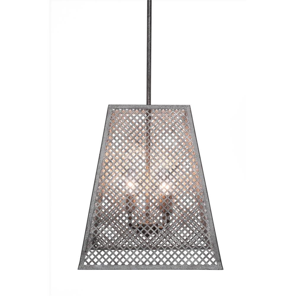 Toltec Lighting 1441-AS Corbello 4 Light Pendant Shown In Aged Silver Finish With 13.75” Aged Silver Metal Shades