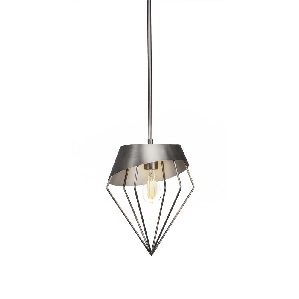 Toltec Lighting 1502-BN-LED18C Neo 1 Light Stem Pendant With Hang Straight Swivel Shown In Brushed Nickel Finish With Amber Antique LED Bulb