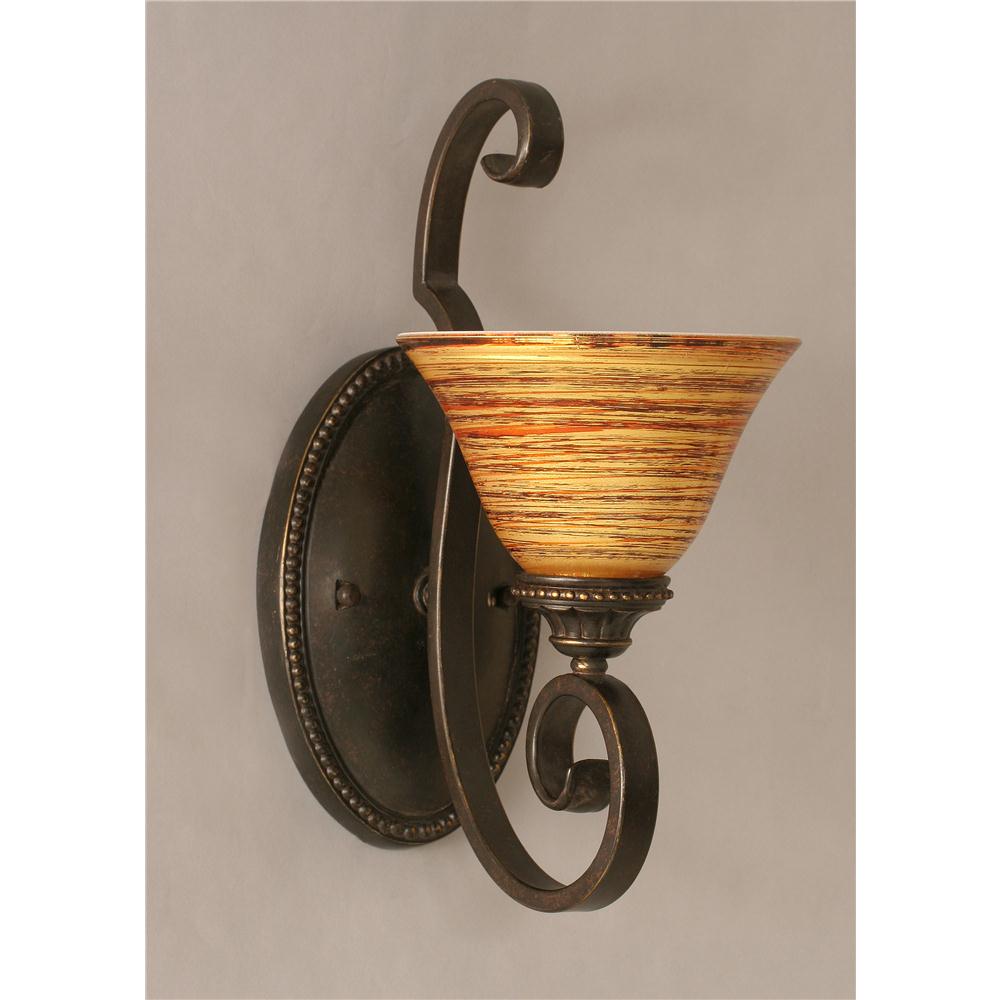 Toltec Lighting 160-DG-454 Dark Granite Finish 1 Light Wall Sconce With 7 in. Firré Saturn Glass