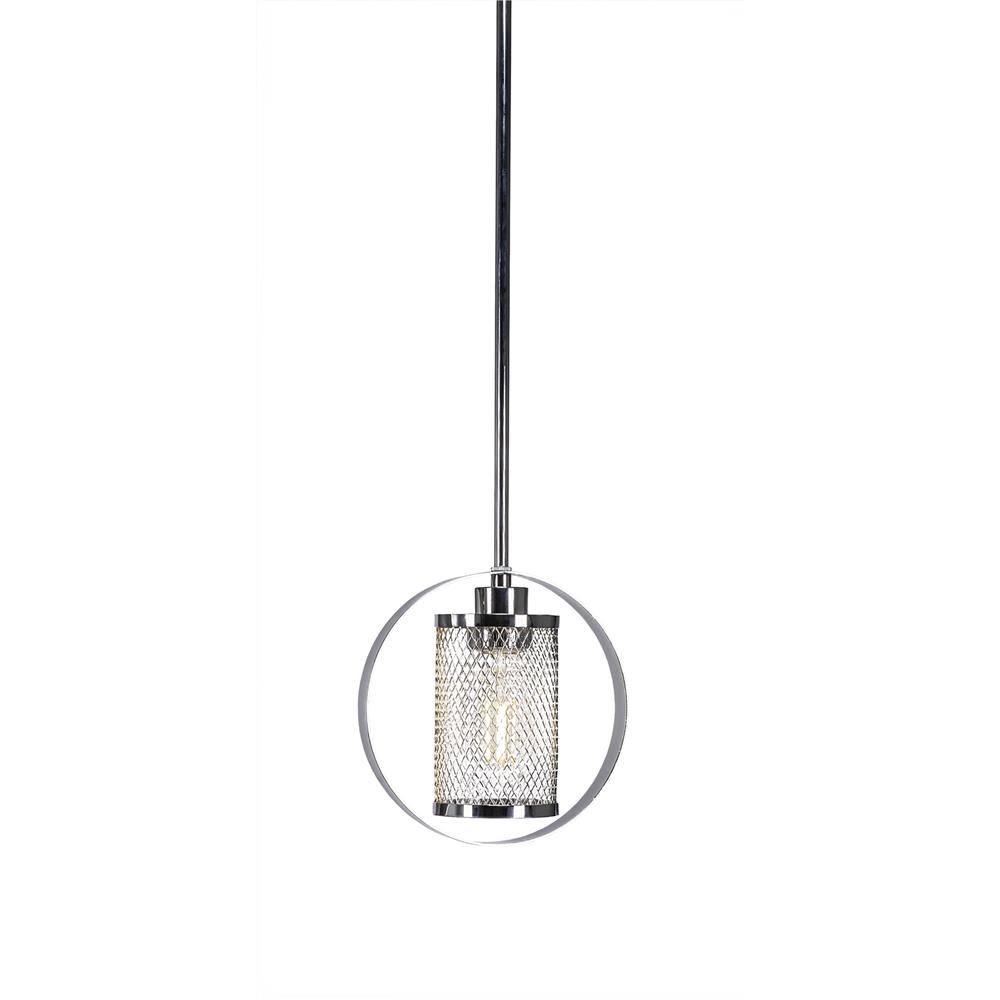 Toltec Lighting 1602-CH-LED18C Infinity 1 Light Stem Pendant With Hang Straight Swivel Shown In Chrome Finish With Amber Antique LED Bulb