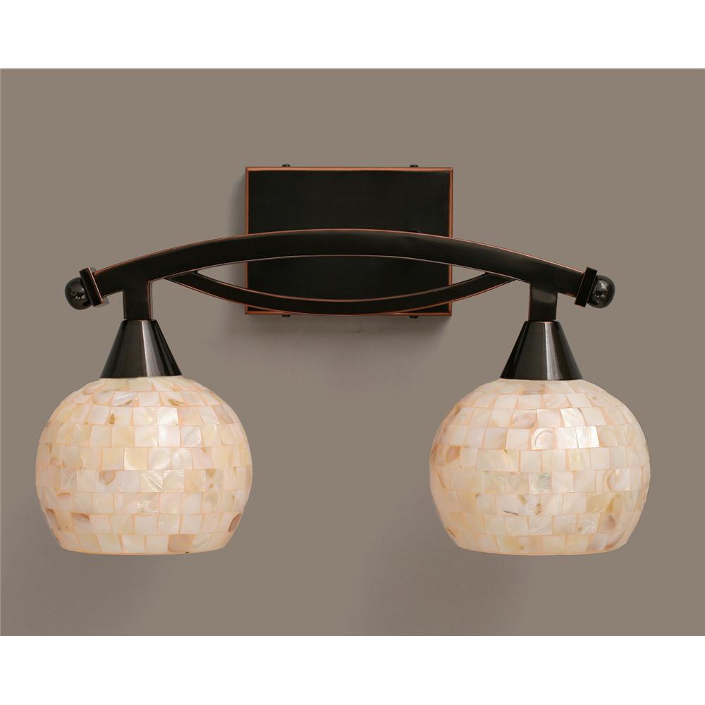 Toltec Lighting 172-BC-405 Bow Bath Bar Shown In Black Copper Finish With 6 in. Sea Shell Glass