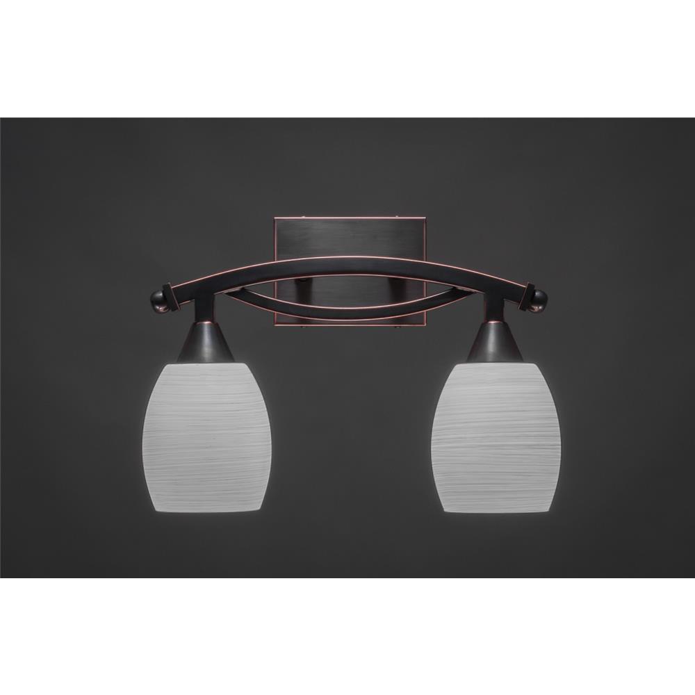 Toltec Lighting 172-BC-615 Bow Bath Bar Shown In Black Copper Finish With 5 in. White Linen Glass