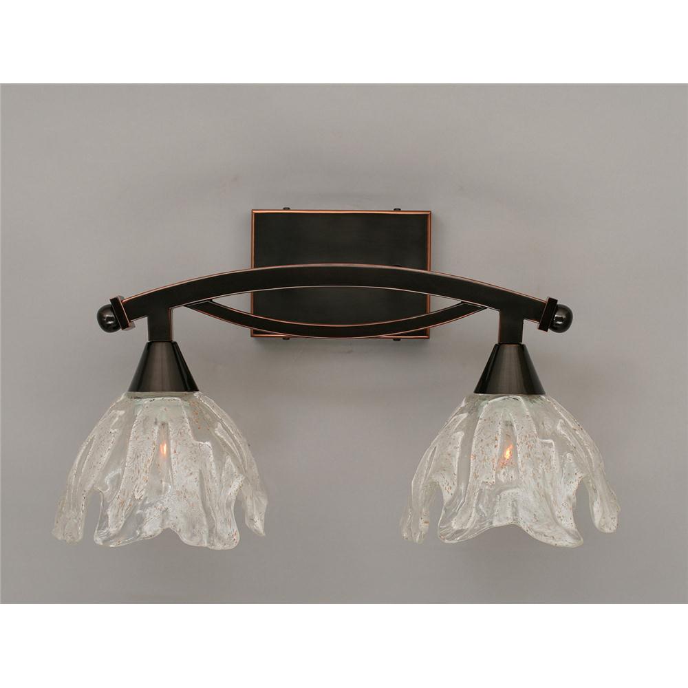 Toltec Lighting 172-BC-759 Bow Bath Bar Shown In Black Copper Finish With 7 in. Italian Ice Glass