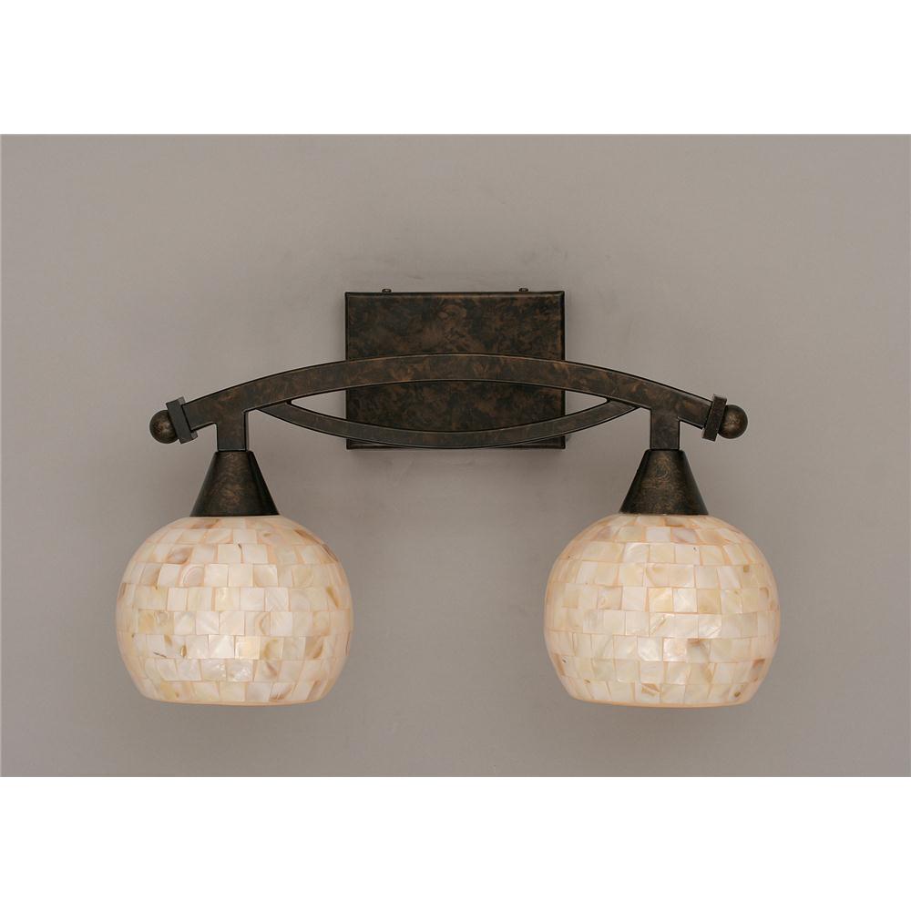 Toltec Lighting 172-BRZ-405 Bow Bath Bar Shown In Bronze Finish With 6 in. Sea Shell Glass