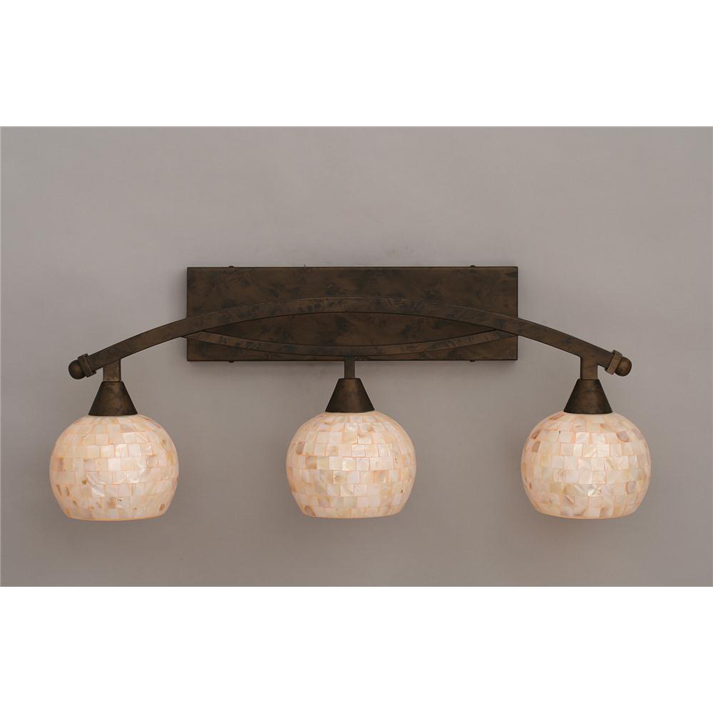 Toltec Lighting 173-BRZ-405 Bow 3 Light Bath Bar Shown In Bronze Finish With 6 in. Sea Shell Glass