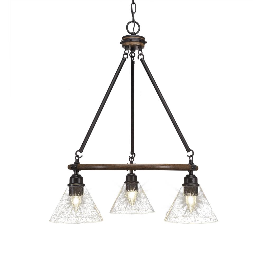 Toltec Lighting 1766-302 Blacksmith 3 Light Chandelier With 7" Clear Bubble Glass