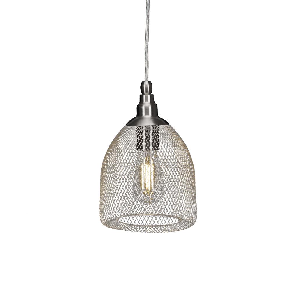 Toltec Lighting 1803-BN-LED18C Plexus Pendant Shown In Brushed Nickel Finish With Clear Antique LED Bulb