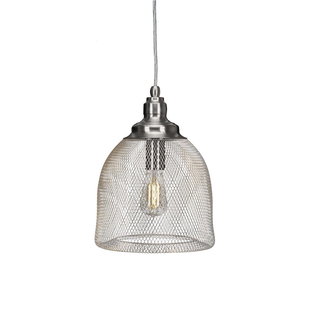 Toltec Lighting 1805-BN-LED18C Plexus Pendant Shown In Brushed Nickel Finish With Clear Antique LED Bulb