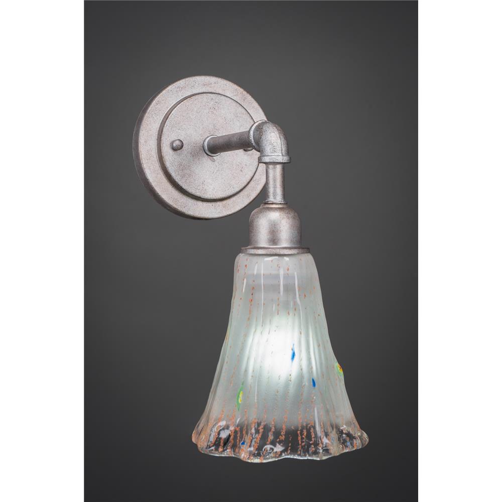 Toltec 181-AS-721 Vintage Wall Sconce Shown In Aged Silver Finish With 5.5" Frosted Crystal Glass
