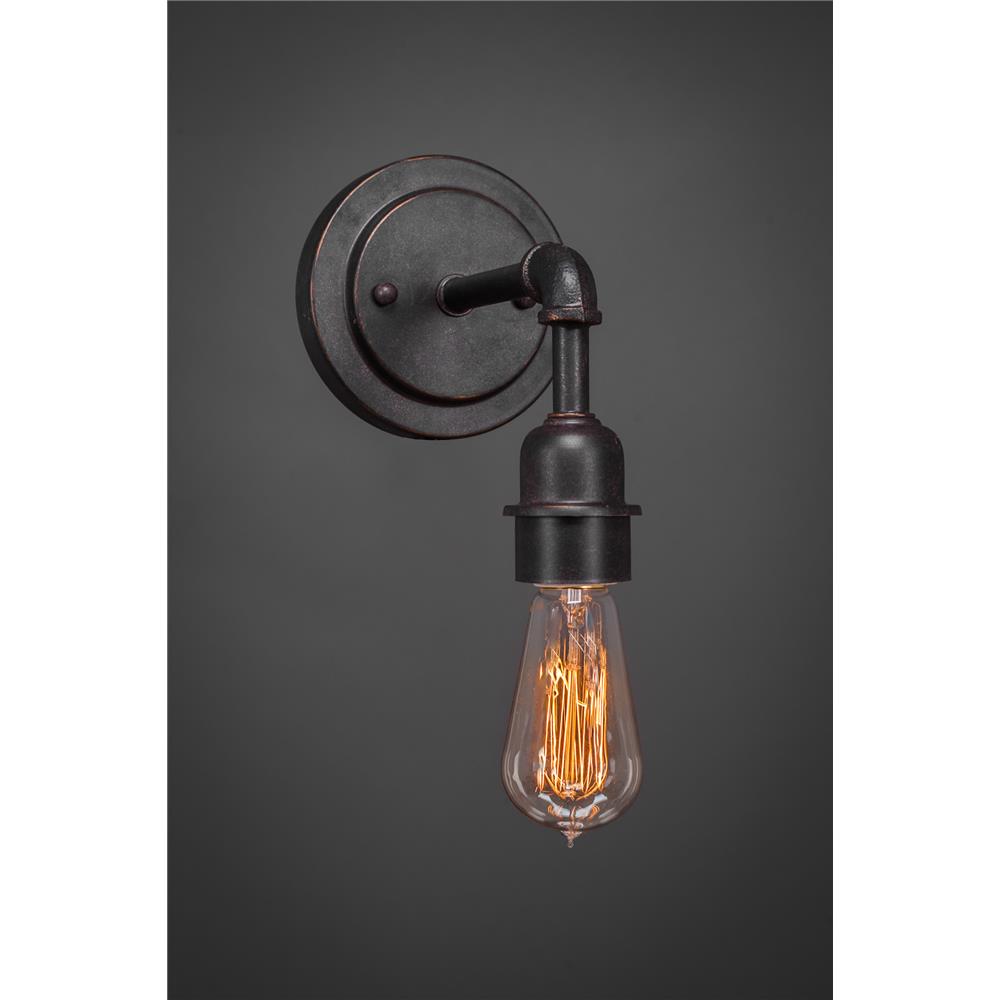 Toltec 181-DG-AT18 Vintage Wall Sconce Shown In Dark Granite Finish With 60 watt Amber Antique Bulb