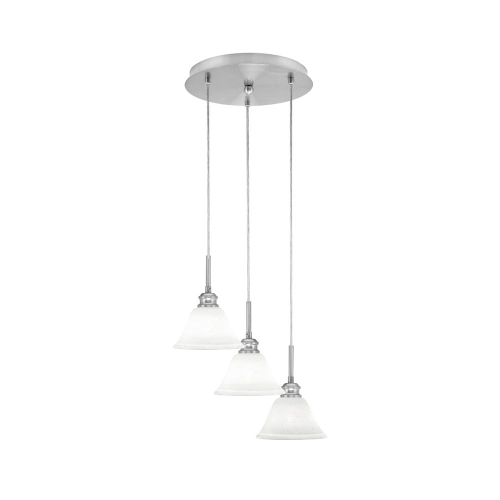 Toltec Lighting 1818-BN-311 Array 3 Light Cord Hung Cluster Pendalier, Brushed Nickel Finish, 7" White Muslin Glass 