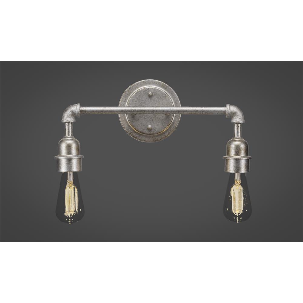 Toltec Lighting 182-AS-LED18C Vintage 2 Light Bath Bar Shown In Aged Silver Finish With Clear Antique LED Bulb