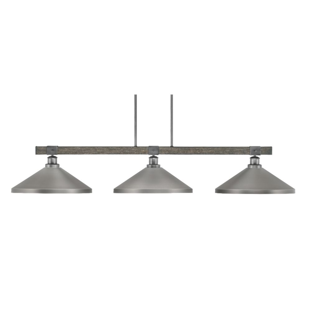 Toltec Lighting 1863-GPDW-424-GP Tacoma 3 Light Bar In Graphite & Painted Distressed Wood-look Metal Finish With 14" Graphite Metal Shades