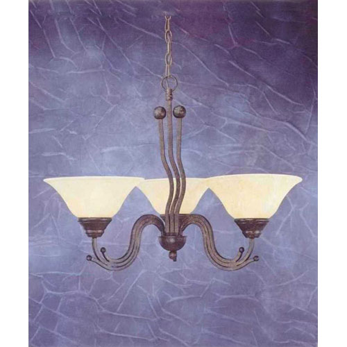 Toltec Lighting 223-BRZ-513 Bronze Finish 3 Light Uplight Chandelier With 10 in. Amber Marble Glass