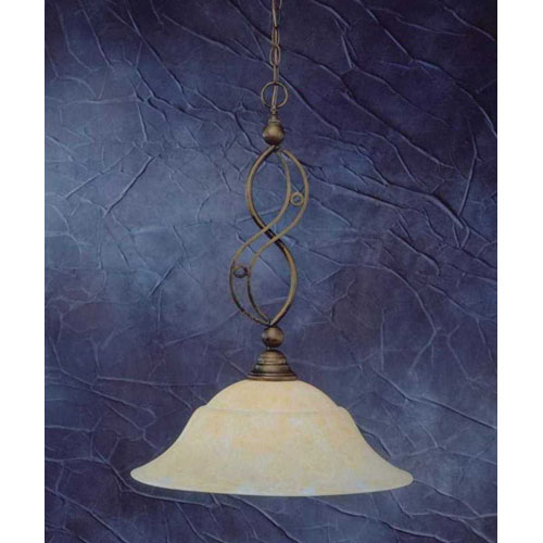 Toltec Lighting 231-BRZ-53813 Bronze Finish 1 Light Downlight Pendant With 20 in. Amber Marble Glass