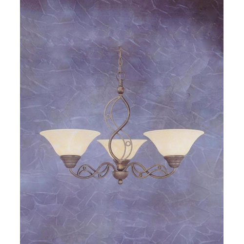 Toltec Lighting 233-BRZ-513 Bronze Finish 3 Light Uplight Chandelier With 10 in. Amber Marble Glass