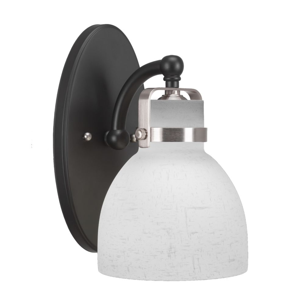 Toltec Lighting 1931-MBBN-4111 Easton 1 Light Wall Sconce Shown In Matte Black & Brushed Nickel Finish With 6” White Muslin Glass