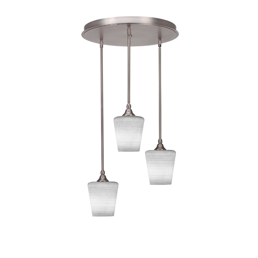 Toltec Lighting 2183-BN-4031 Empire 3 Light Cluster Pendalier In Brushed Nickel Finish With 6" White Matrix Glass