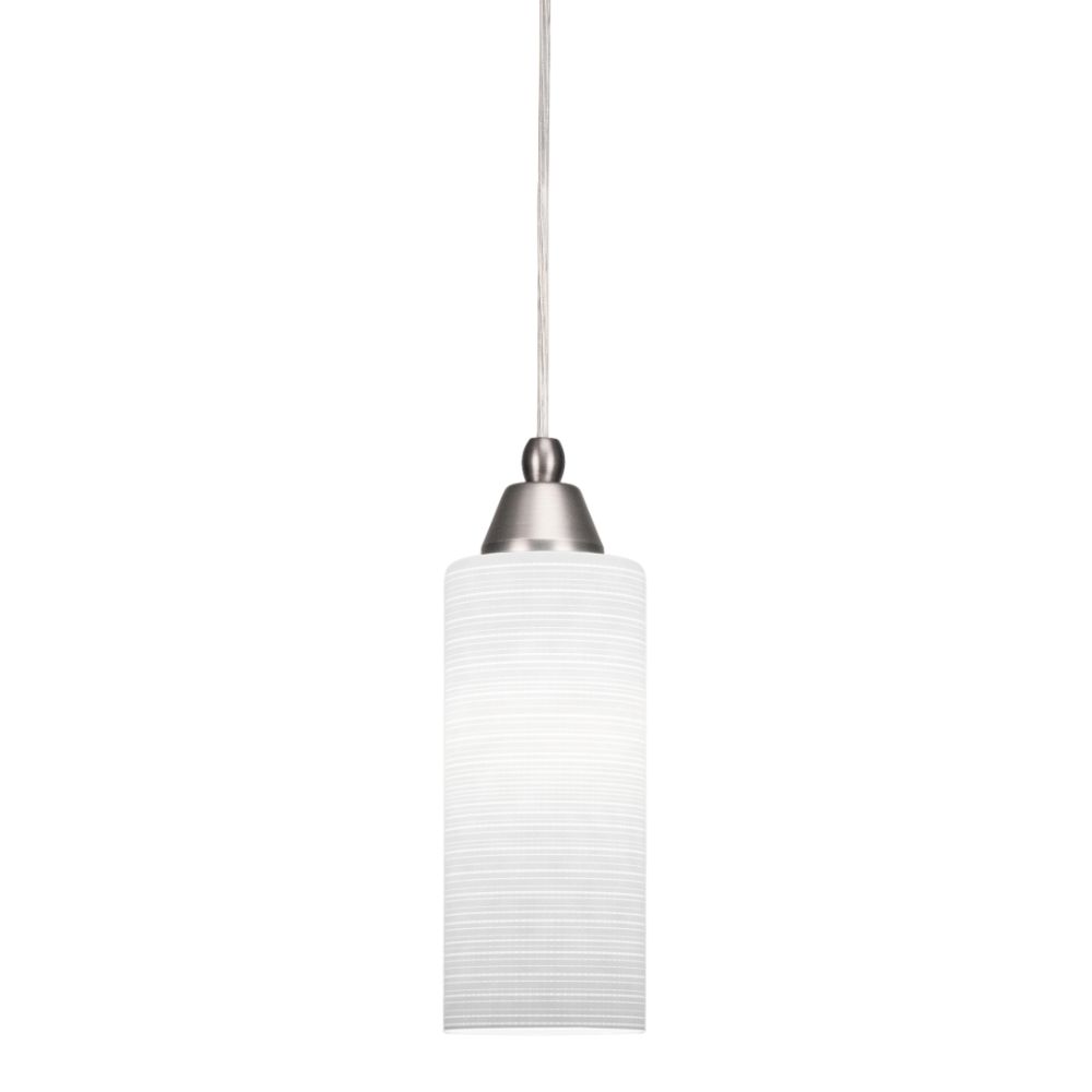 Toltec Lighting 22-BN-4091 Cord Mini Pendant Shown In Brushed Nickel Finish With 4" White Matrix Glass