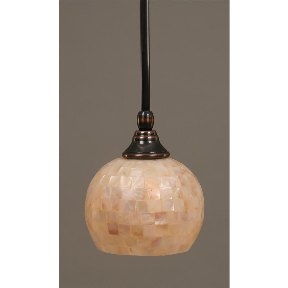 Toltec Lighting 23-BC-405 Black Copper Finish Stem Mini Pendant With 6 in. Seashell Glass
