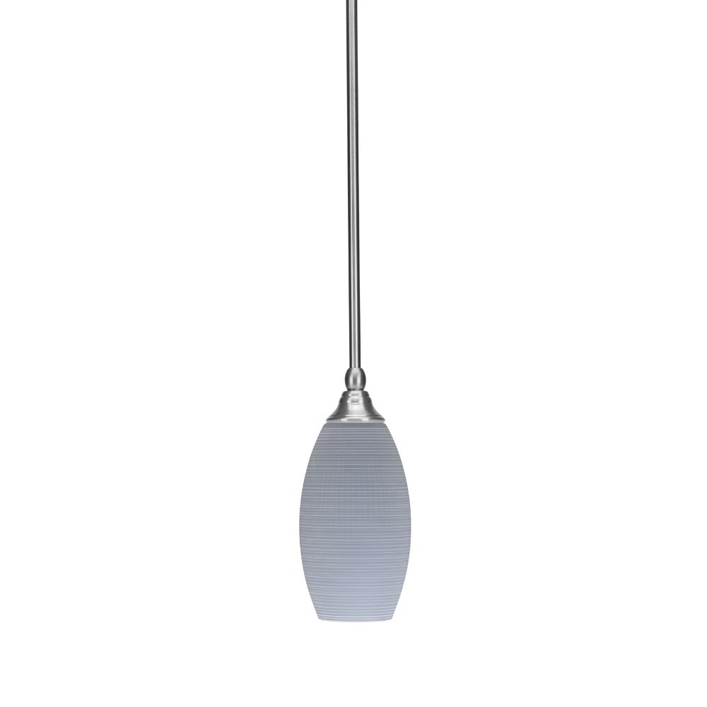 Toltec Lighting 23-BN-4042 Stem Hung Mini Pendant, Brushed Nickel Finish, 5.5" Gray Matrix Glass