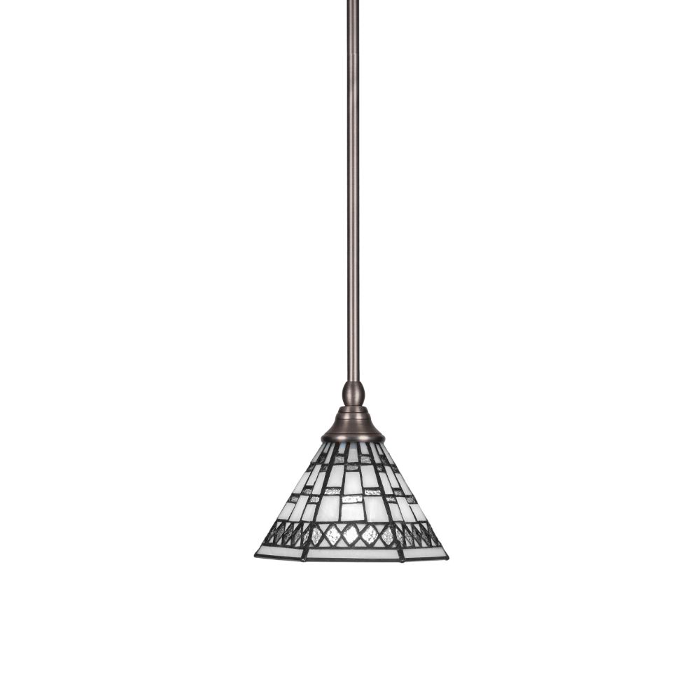 Toltec Lighting 23-BN-9105 Stem Mini Pendant With Hang Straight Swivel Shown In Brushed Nickel Finish With 7" Pewter Art Glass