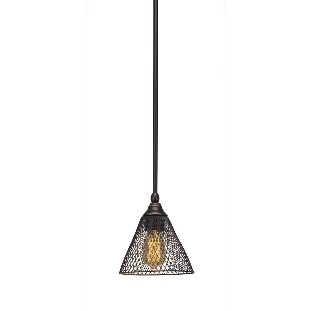 Toltec Lighting 23-DG-805-LED18A Stem Mini Pendant With Hang Straight Swivel Shown In Dark Granite Finish With 7" Mesh Cone Metal Shade