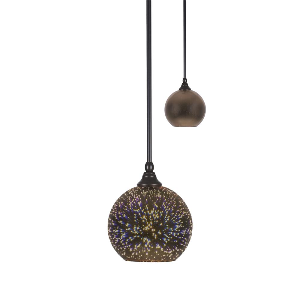 Toltec Lighting 23-ES-6549 Stem Mini Pendant With Hang Straight Swivel Shown In Espresso Finish With 8" Copper Fire Glass
