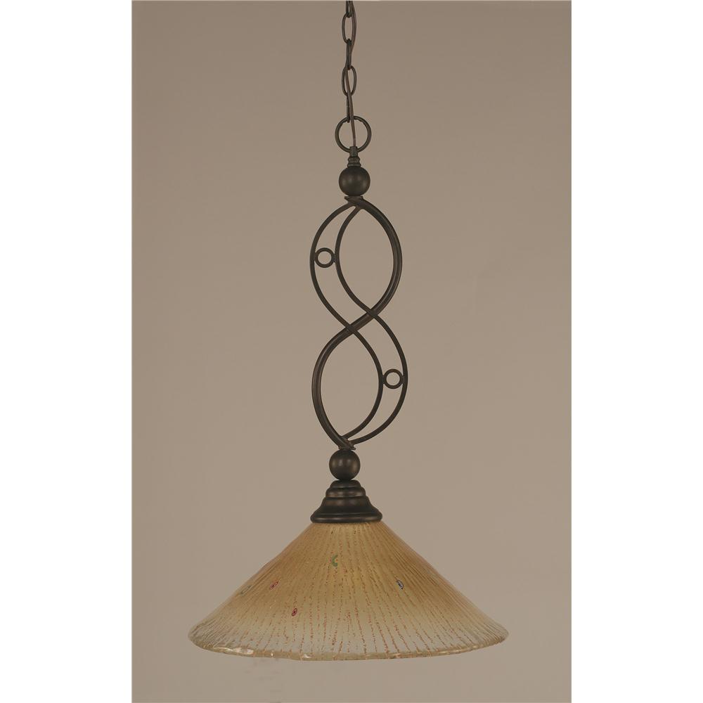 Toltec Lighting 231-BRZ-710 Bronze Finish 1 Light Downlight Pendant With 16 in. Amber Crystal Glass