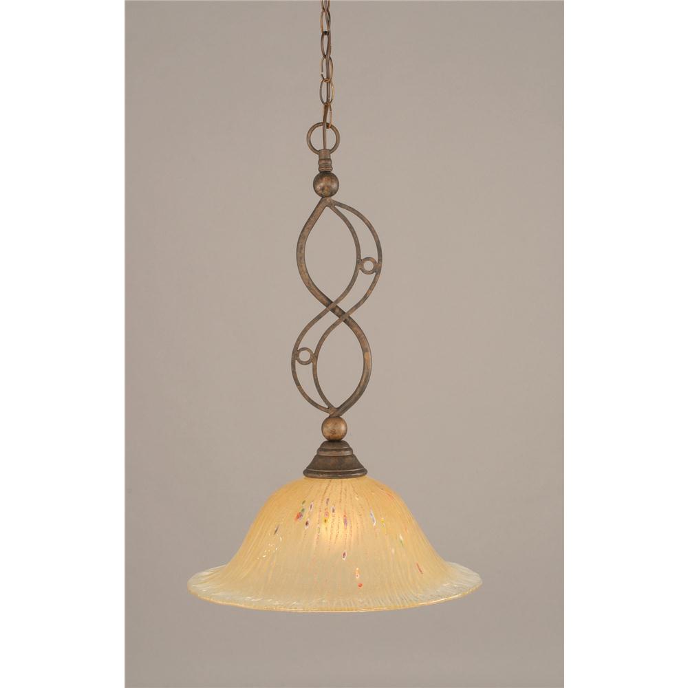 Toltec Lighting 231-BRZ-740 Bronze Finish 1 Light Downlight Pendant With 17 in. Amber Crystal Glass