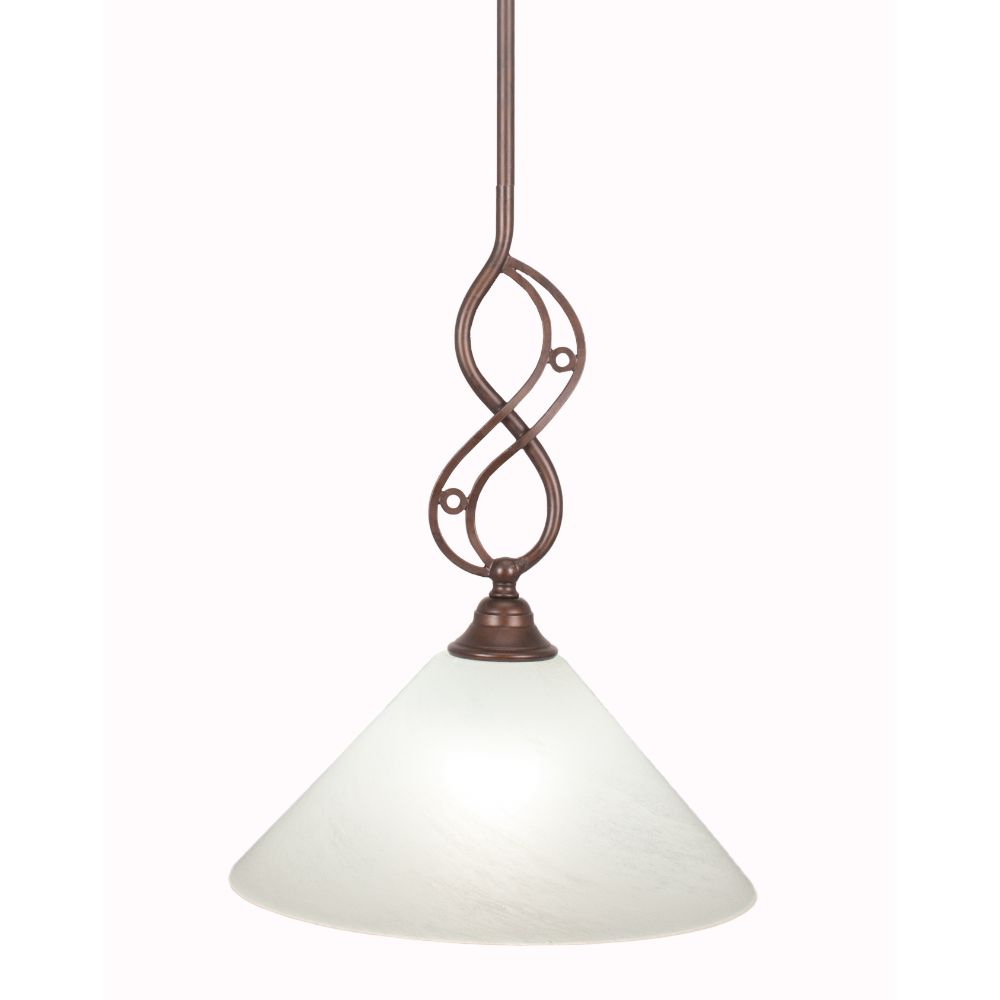 Toltec Lighting 232-BRZ-2121 Jazz Mini Pendant With Hang Straight Swivel Shown In Bronze Finish With 12" White Marble Glass