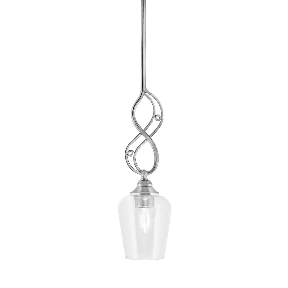 Toltec Lighting 232-CH-210 Jazz Mini Pendant With Hang Straight Swivel Shown In Chrome Finish With 5" Clear Bubble Glass