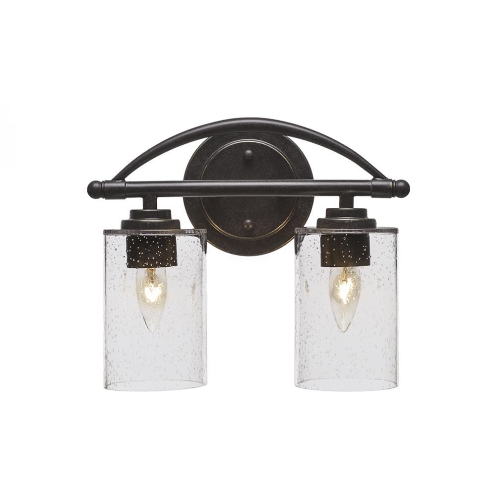 Toltec Lighting 2402-DG-300 Marquise 2 Light Bath Bar Shown In Dark Granite Finish With 4” Clear Bubble Glass