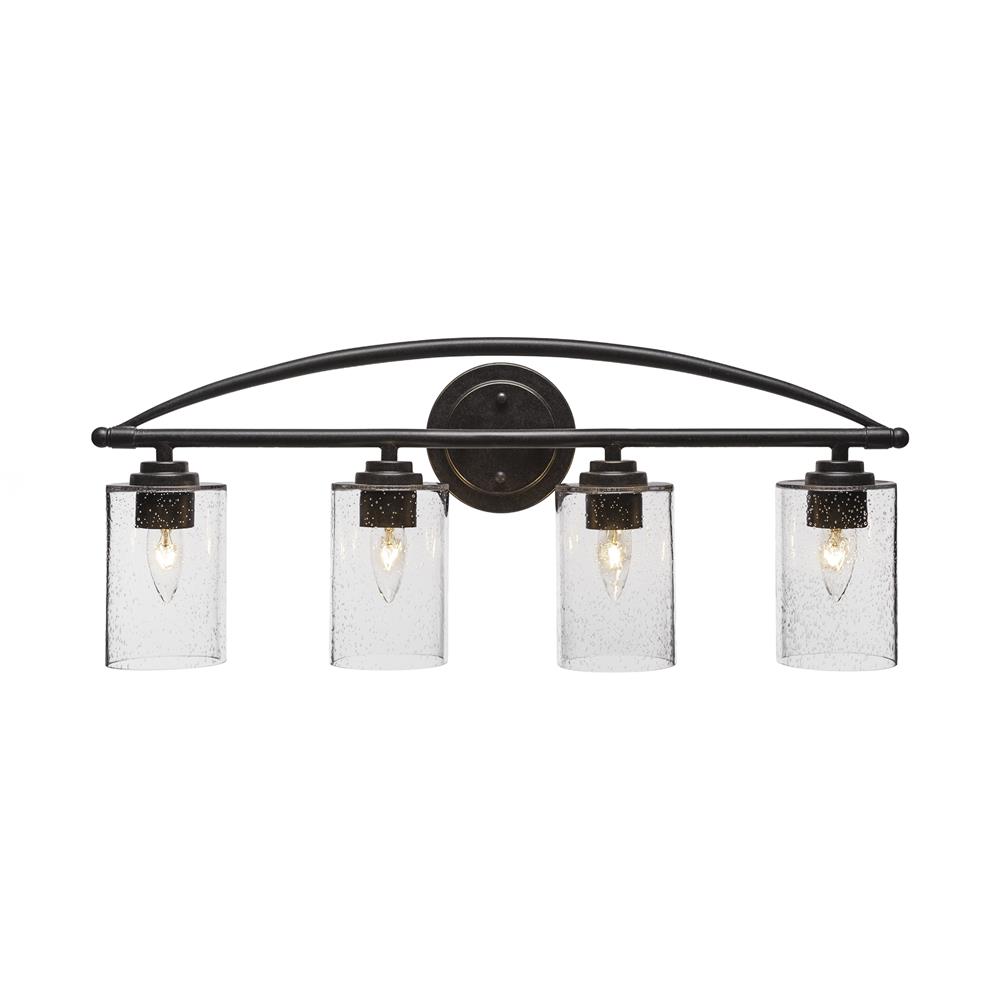 Toltec Lighting 2404-DG-300 Marquise 4 Light Bath Bar Shown In Dark Granite Finish With 4” Clear Bubble Glass