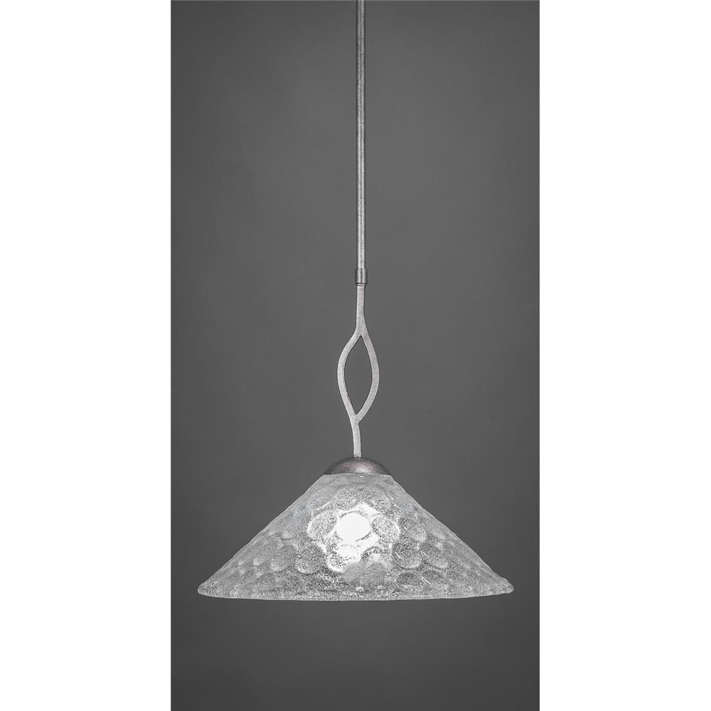 Toltec Lighting 241-AS-411 Revo Pendant Shown In Aged Silver Finish With 16” Italian Bubble Glass
