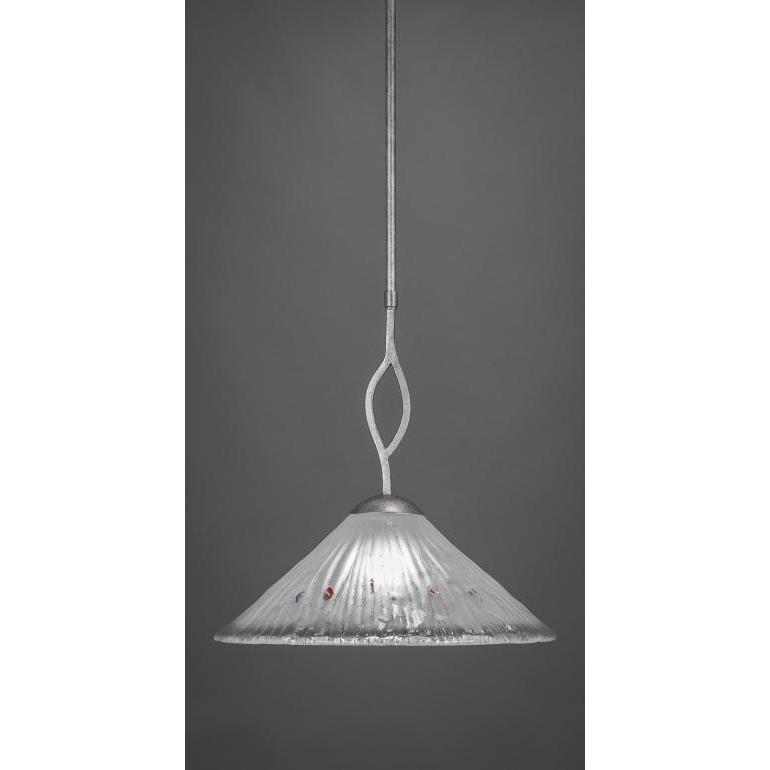 Toltec Lighting 241-AS-711 Revo Pendant Shown In Aged Silver Finish With 16” Frosted Crystal Glass