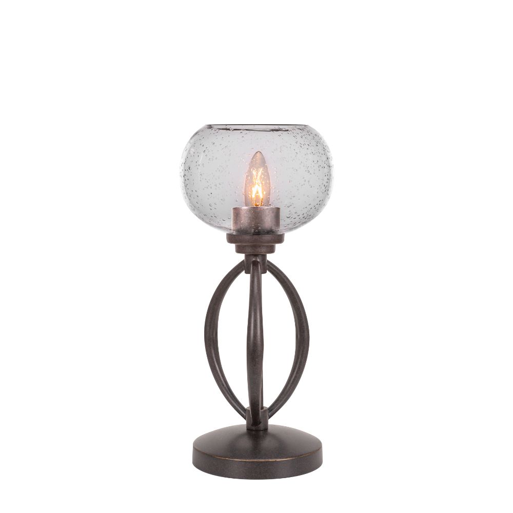 Toltec Lighting 2410-DG-202 Marquise Accent Lamp Shown In Dark Granite Finish With 7" Clear Bubble Glass