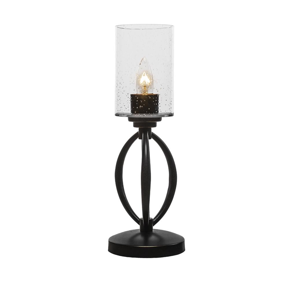 Toltec Lighting 2410-DG-300 Marquise 1 Light Mini Table Lamp Shown In Dark Granite Finish With 4” Clear Bubble Glass