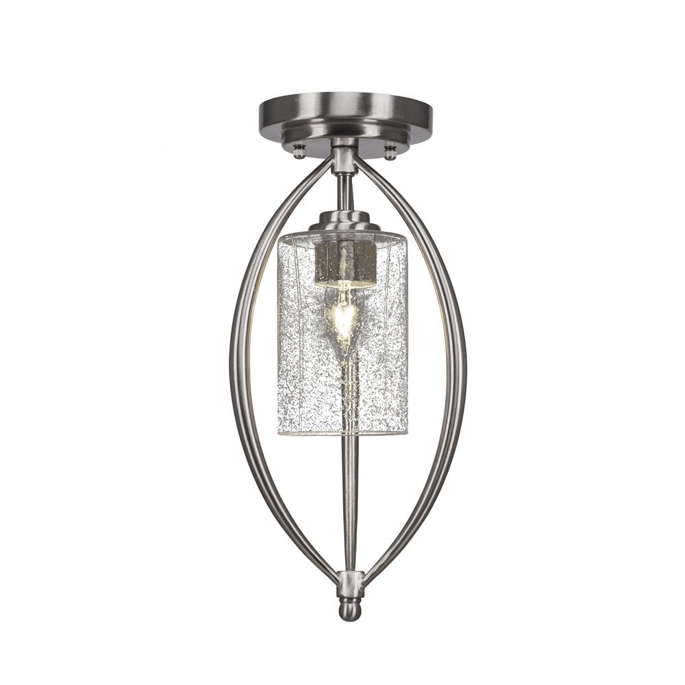Toltec Lighting 2417-BN-300 Marquise 1 Light Semi-Flush Shown In Brushed Nickel Finish With 4” Clear Bubble Glass