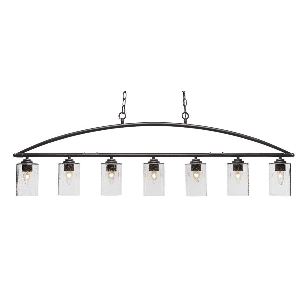 Toltec Lighting 2437-DG-300 Marquise 7 Light Bar In Dark Granite Finish With 4” Clear Bubble Glass