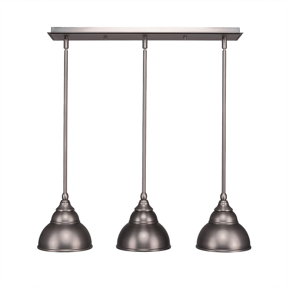 Toltec Lighting 25-BN-427 Brushed Nickel Finish Multi Light Mini Pendant With 7 in. Double Bubble Metal Shade