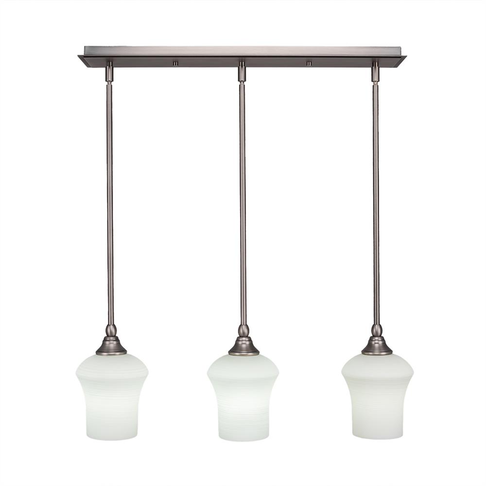 Toltec Lighting 25-BN-681 3 Light Multi Light Mini Pendant With Hang Straight Swivels in Brushed Nickel Finish With 5.5" Zilo White Linen Glass